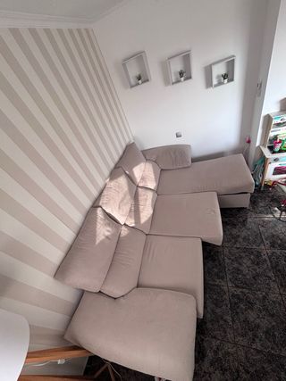 Sofá chaise longue 3 plazas tela