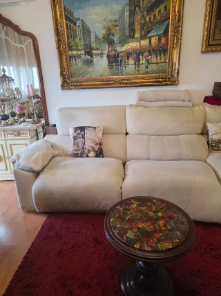 Sofá chaise longue beige