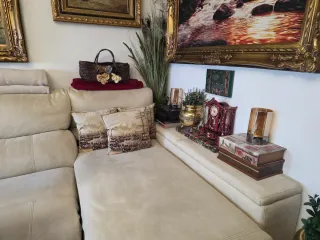 Sofá chaise longue beige
