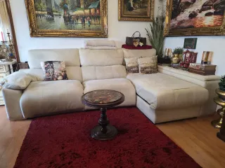 Sofá chaise longue beige