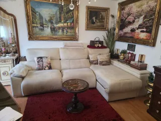 Sofá chaise longue beige