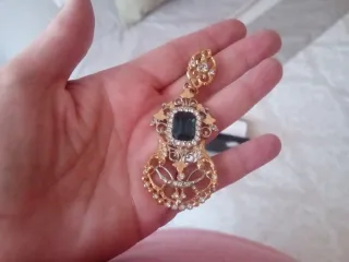 Pendientes chapados con piedra azul