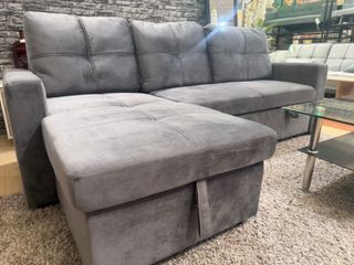 Sofá Cama Chaise Longue con Arcón Negro