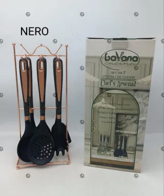 Set 7 Utensili Cucina Bavaria Cucina Nero Oro