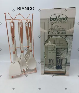 Set 7 Utensili Cucina Bavaria Cucina Nero Oro