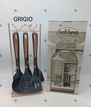 Set 7 Utensili Cucina Bavaria Cucina Nero Oro