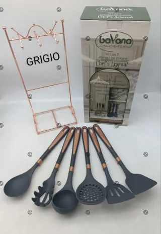 Set 7 Utensili Cucina Bavaria Cucina Nero Oro