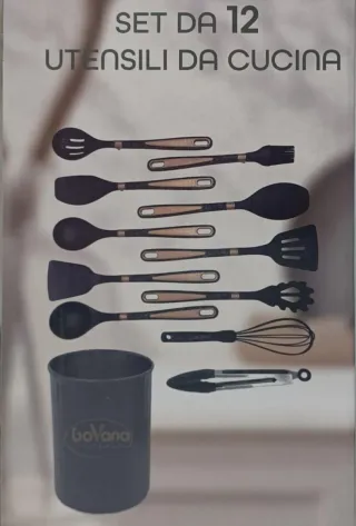 Set 7 Utensili Cucina Bavaria Cucina Nero Oro