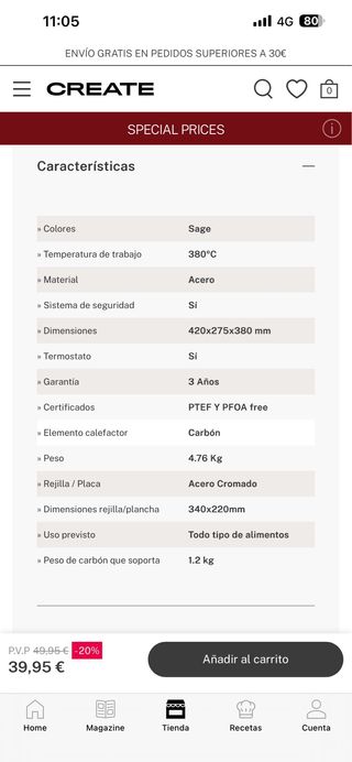 Barbacoa Portátil Verde Metálica marca create