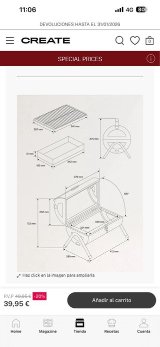Barbacoa Portátil Verde Metálica marca create