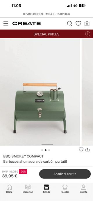 Barbacoa Portátil Verde Metálica marca create