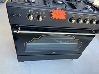 Cocina Alpha Negra 5 Fuegos + Horno