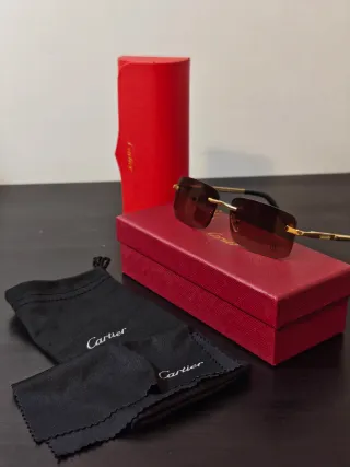 Óculos Cartier Castanho/Dourado