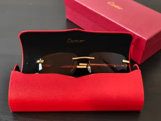 Óculos Cartier Castanho/Dourado