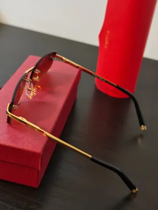 Óculos Cartier Castanho/Dourado