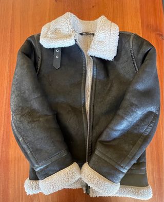 Cazadora Zara Piel Borreguito Marrón