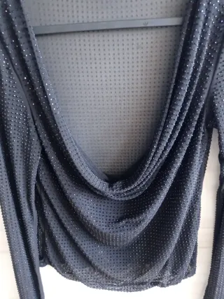 Top Zara Negro Brillante Talla Única