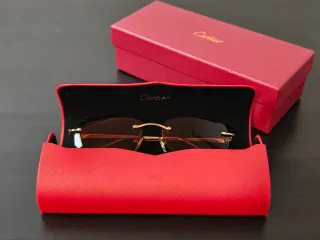 Óculos Cartier Dourado Castanho