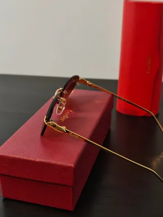 Óculos Cartier Dourado Castanho