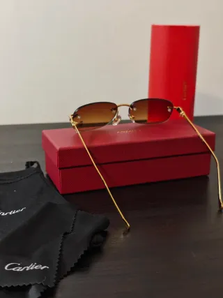 Óculos Cartier Dourado Castanho