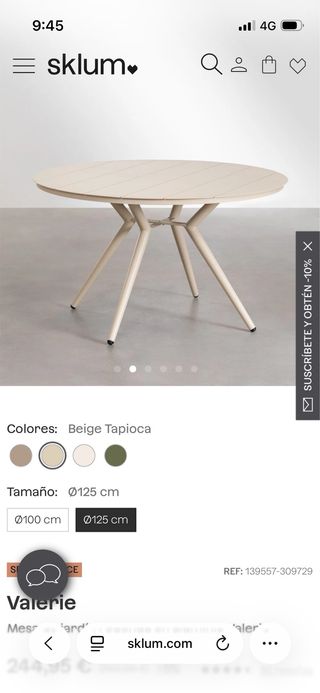 Mesa redonda exterior Sklum 125 cm