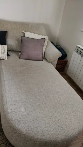 Sofá modular chaise longue + puf beige/gris