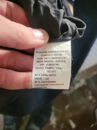 Abrigo lana y cashmere hombre talla 48