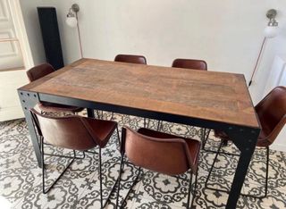 Mesa comedor madera maciza y hierro