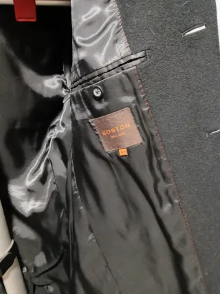 Abrigo Boston Cachemira Negro Vintage Talla L