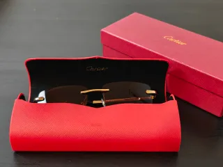 Óculos de Sol Cartier Dourado e Castanho