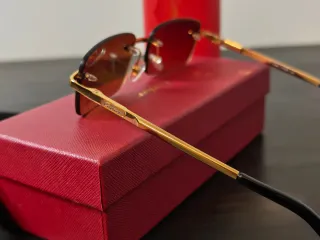 Óculos de Sol Cartier Dourado e Castanho