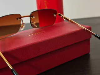 Óculos de Sol Cartier Dourado e Castanho