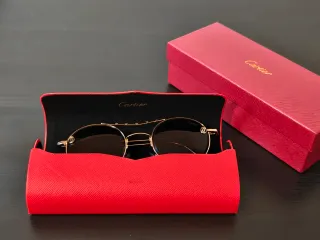 Óculos Cartier Dourado e Castanho