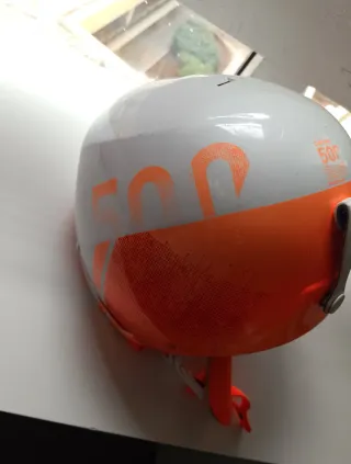Casco esquí niño Decathlon naranja/blanco