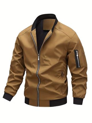 Chaqueta bomber marrón fina