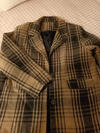 Chaquetón cuadros beige y marrón S-L