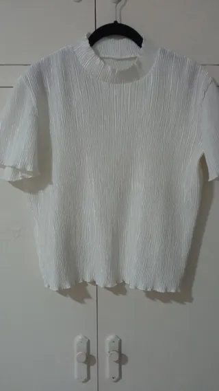 Camiseta blanca plisada talla única