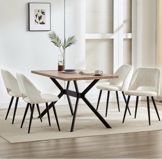 Juego 6 sillas comedor beige claro