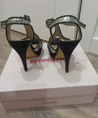 Zapatos de fiesta T37 negros y plateados