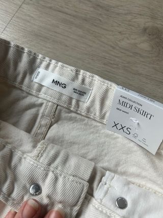 Falda midi vaquera blanca Mango Talla XXS