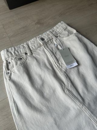 Falda midi vaquera blanca Mango Talla XXS