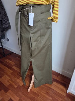Pantalón Mango Mujer Verde Oliva Talla 28