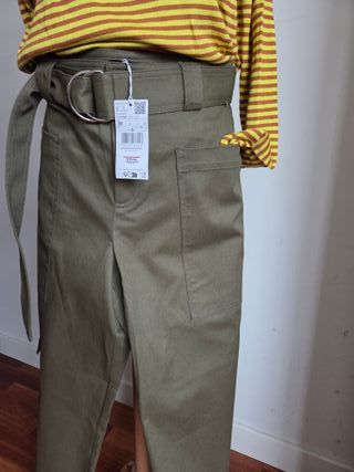 Pantalón Mango Mujer Verde Oliva Talla 28