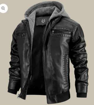 Chaqueta de cuero con capucha