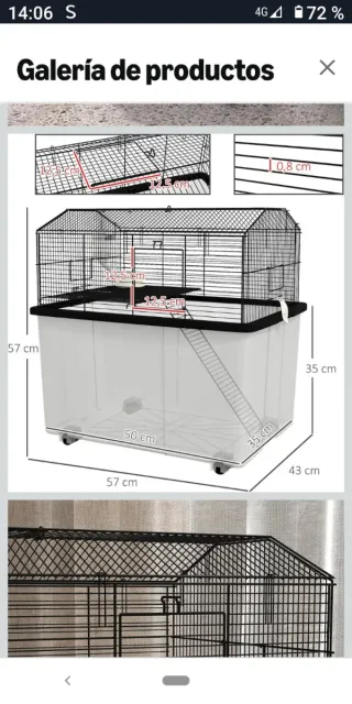 Jaula para hámster negra y transparente