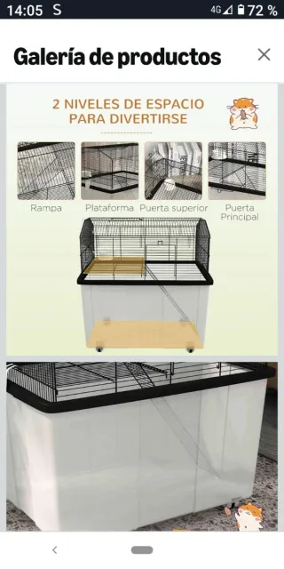 Jaula para hámster negra y transparente