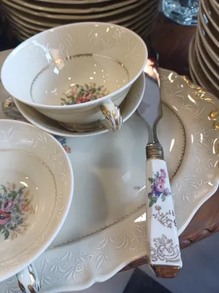 Vajilla Limoges Porcelana Flores