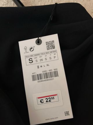 Vestido Negro Zara Cuello Drapeado Talla S