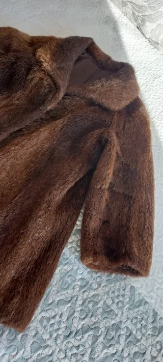 Abrigo Piel Mujer Talla 44 Marrón