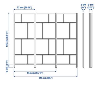 Biombo RISÖR madera blanco/negro 216x185